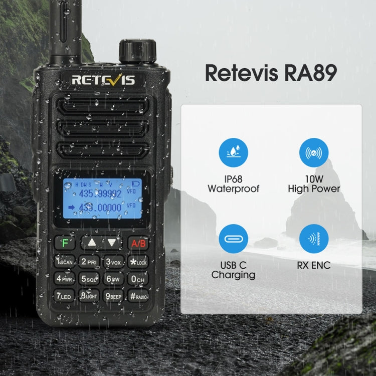 RETEVIS RA89 UV Dual-segment IP68 Water-resistant Dual-guard Dual-standby Walkie Talkie(US Frequency 144-148/420-450MHz)