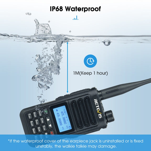 RETEVIS RA89 UV Dual-segment IP68 Water-resistant Dual-guard Dual-standby Walkie Talkie(EU Frequency 144-146/430-440MHz)