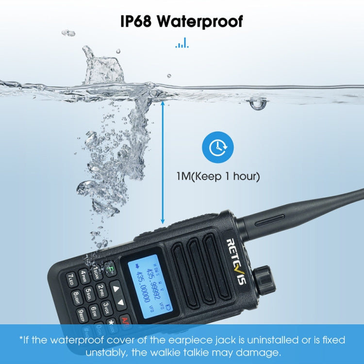 RETEVIS RA89 UV Dual-segment IP68 Water-resistant Dual-guard Dual-standby Walkie Talkie(EU Frequency 144-146/430-440MHz)