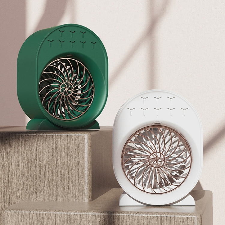 USB Spray Humidification Air Conditioning Fan Small Portable Desktop Air Cooler, Style: Plug-in (White)