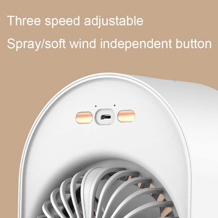 USB Spray Humidification Air Conditioning Fan Small Portable Desktop Air Cooler, Style: Charging (White)