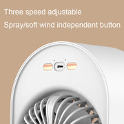 USB Spray Humidification Air Conditioning Fan Small Portable Desktop Air Cooler, Style: Charging (White)