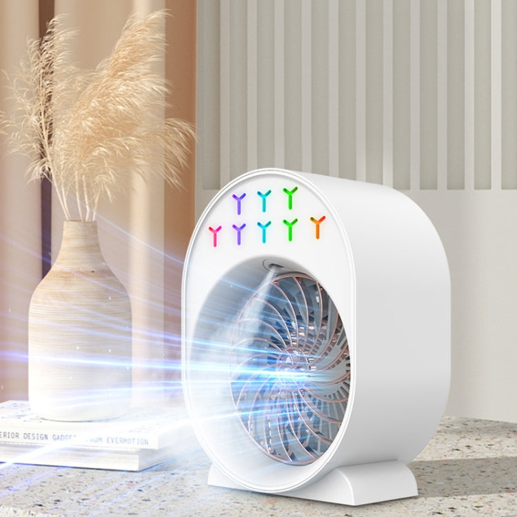 USB Spray Humidification Air Conditioning Fan Small Portable Desktop Air Cooler, Style: Charging (White)