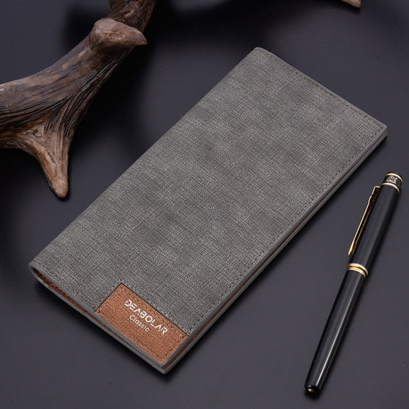 DEABOLAR Large Capacity Men Long Wallet Ultra-thin Paneled Soft Wallet(Light Gray)