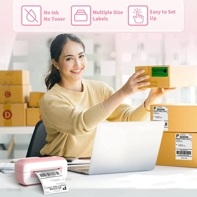 Phomemo PM246S Address Label Printer Thermal Paper Express E-Manifest Printer, Size: EU(Pink)