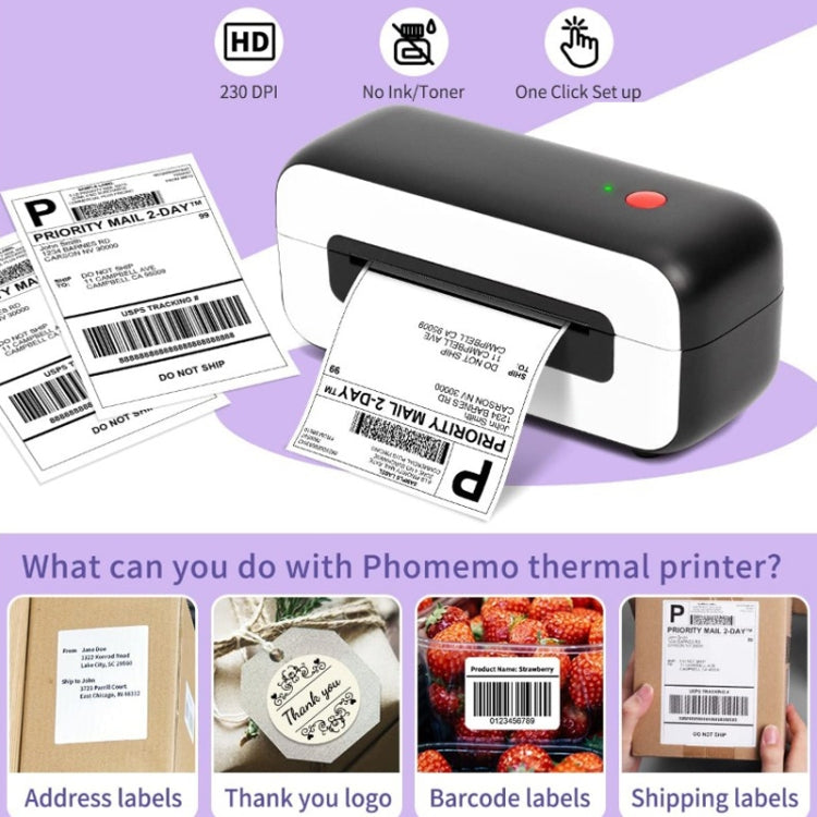 Phomemo PM246S Address Label Printer Thermal Paper Express E-Manifest Printer, Size: EU(Black Gray)