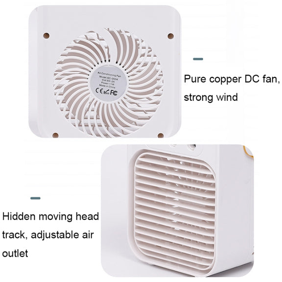 Mini Desktop Air Conditioner Fan Household Spray Humidification Air Cooler(White)