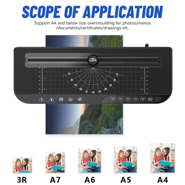 FN338 A4/A5/A6 Photo Laminator With 4 Levels Of Thickness Optional Preheating Alarm(EU Plug)