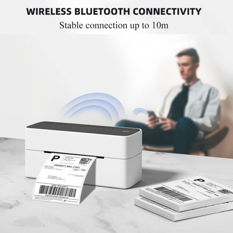 Phomemo PM241-BT Bluetooth Address Label Printer Thermal Shipping Package Label Maker, Size: EU(Silver)