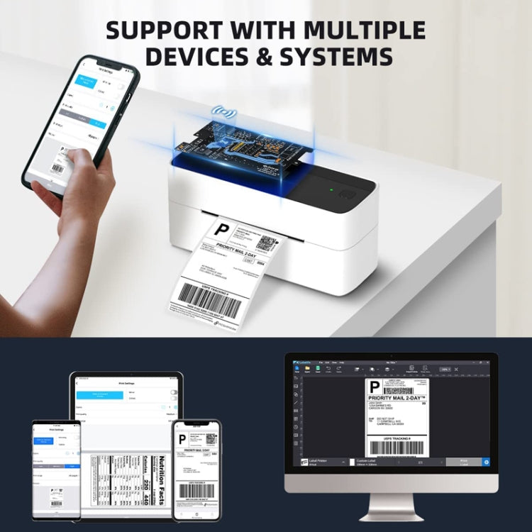 Phomemo PM241-BT Bluetooth Address Label Printer Thermal Shipping Package Label Maker, Size: EU(White Blue)