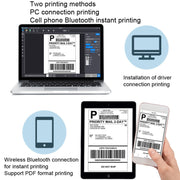 Phomemo PM241-BT Bluetooth Address Label Printer Thermal Shipping Package Label Maker, Size: US(Silver)