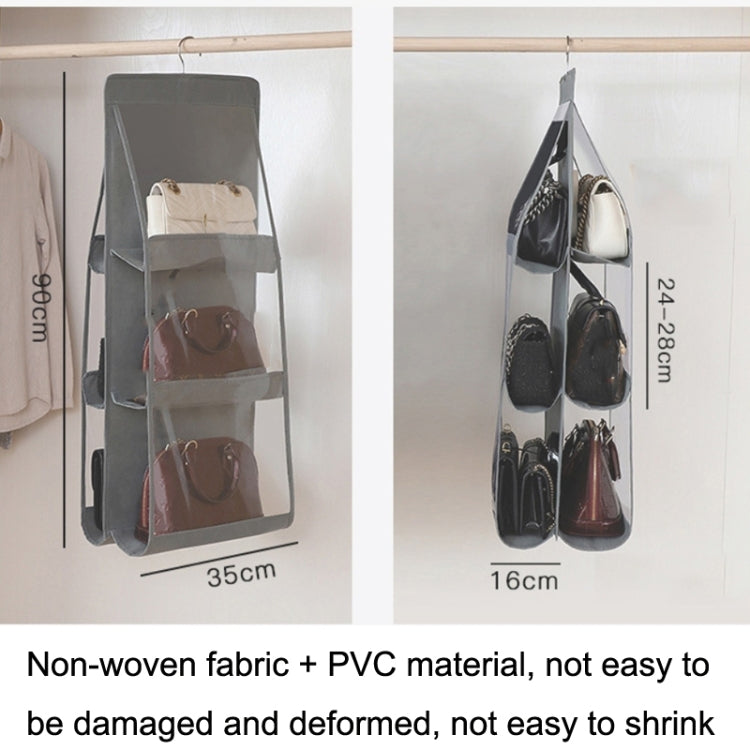 2pcs Double Sided Transparent Storage Bag Bedroom Wardrobe Storage Dustproof Hanging Bag Black 8 Grid
