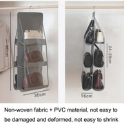 2pcs Double Sided Transparent Storage Bag Bedroom Wardrobe Storage Dustproof Hanging Bag Black 8 Grid