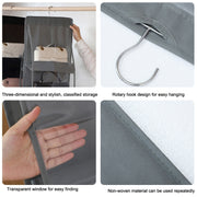 2pcs Double Sided Transparent Storage Bag Bedroom Wardrobe Storage Dustproof Hanging Bag Black 8 Grid