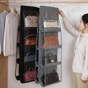 2pcs Double Sided Transparent Storage Bag Bedroom Wardrobe Storage Dustproof Hanging Bag Black 8 Grid