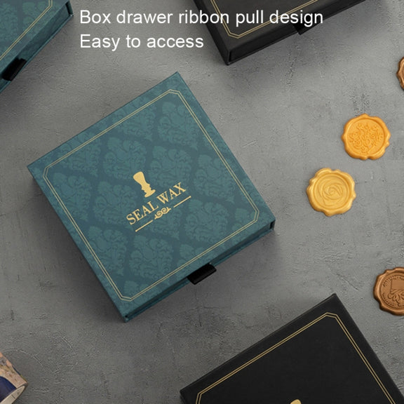 Gift Box Fire Paint Stamp Set Retro Handbook Material Accessories DIY Book Material(Black Box Love)