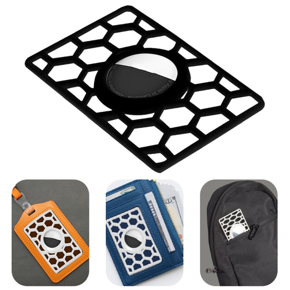 For Airtag Location Tracker Card Shape Honeycomb Protective Cover(Black)
