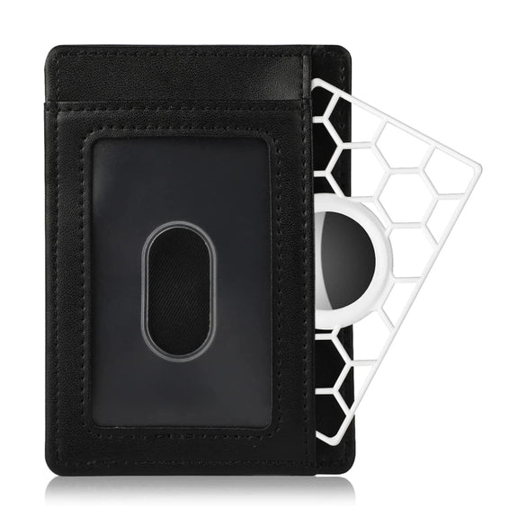 For Airtag Location Tracker Card Shape Honeycomb Protective Cover(Black)