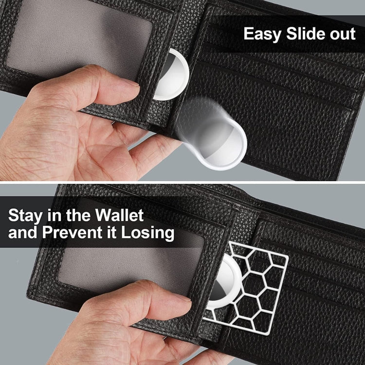 For Airtag Location Tracker Card Shape Honeycomb Protective Cover(Black)