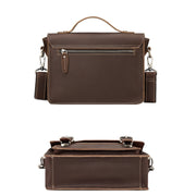 HUMERPAUL Leather Crossbody Bag Men Retro Shoulder Bag Commuter Men Small Square Bag(Coffee)