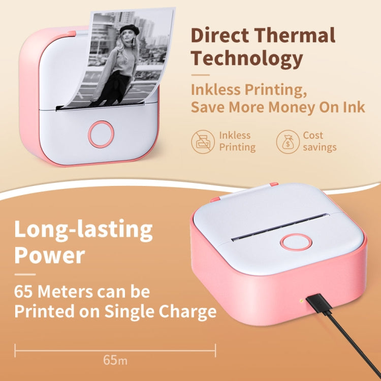 Phomemo T02 Standard Error Mini Pocket Small Portable Bluetooth Phone Photo Label Thermal Printer(Pink)