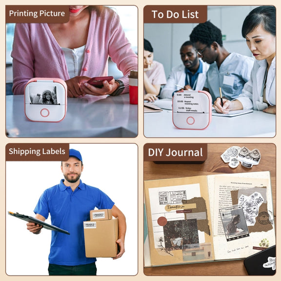 Phomemo T02 Standard Error Mini Pocket Small Portable Bluetooth Phone Photo Label Thermal Printer(Pink)