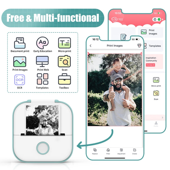 Phomemo T02 Gift Box Phone Bluetooth Mini Printer Photo Thermal Printer Family Student Wrong Question Printer(White)
