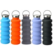 500ml Outdoor Sports Silicone Telescopic Cup Portable Foldable Travel Water Kettle(Black Handle Lid)