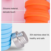500ml Outdoor Sports Silicone Telescopic Cup Portable Foldable Travel Water Kettle(Black Handle Lid)