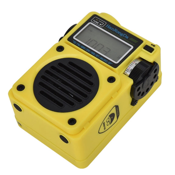 HanRongda HRD-701 Portable Full Band Radio Subwoofer Bluetooth TF Card Digital Display Radio(Yellow)