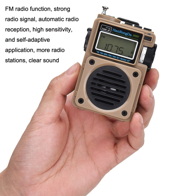 HanRongda HRD-701 Portable Full Band Radio Subwoofer Bluetooth TF Card Digital Display Radio(Yellow)