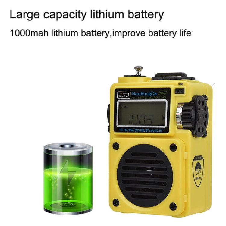 HanRongda HRD-701 Portable Full Band Radio Subwoofer Bluetooth TF Card Digital Display Radio(Yellow)