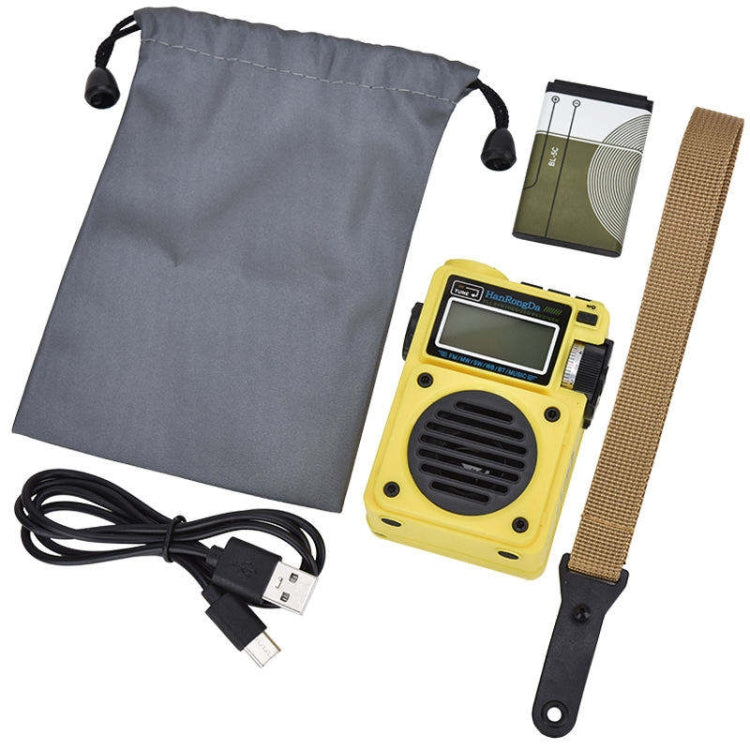 HanRongda HRD-701 Portable Full Band Radio Subwoofer Bluetooth TF Card Digital Display Radio(Yellow)