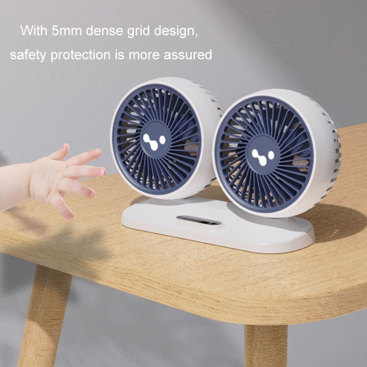 12v/24v Car Fan USB Interface Powerful Double Head Electric Fan(Olive Black)