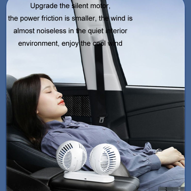 12v/24v Car Fan USB Interface Powerful Double Head Electric Fan(Olive Black)