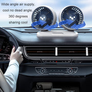 12v/24v Car Fan USB Interface Powerful Double Head Electric Fan(Olive Black)