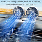 12v/24v Car Fan USB Interface Powerful Double Head Electric Fan(Olive Black)