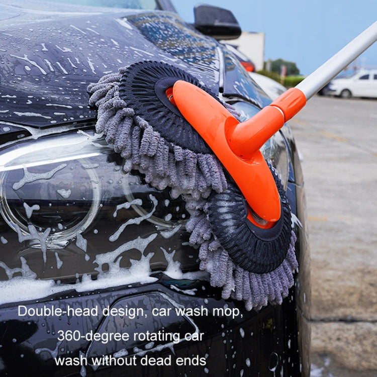 Car Wash Mop Soft Brush Long Handle Telescopic Rotary Car Cleaning Tool(Orange)