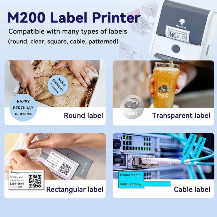 Phomemo M200 QR Code Tag Handheld Portable Bluetooth Thermal Label Printer(Black)