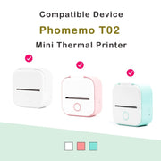 For Phomemo T02 3rolls Bluetooth Printer Thermal Paper Label Paper 50mmx3.5m 20 Years Black on Transparent Sticker