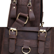 HUMERPAUL Men Shoulder Bag Retro Leather Crossbody Bag(Brown)