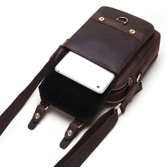 HUMERPAUL Men Shoulder Bag Retro Leather Crossbody Bag(Brown)