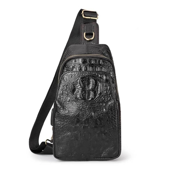 HUMERPAUL Men Shoulder Bag Leather Crossbody Bag(Black)