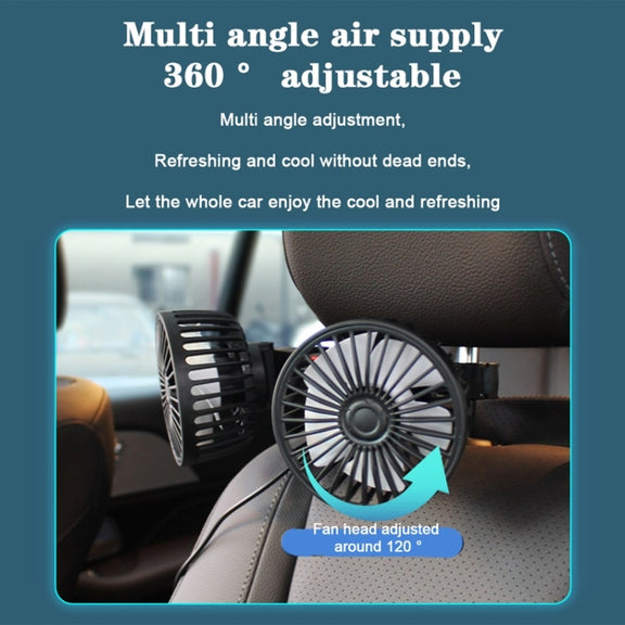 12V/24V Car Rear Seat Back USB Interface Powerful Double-headed Fan(F4207)