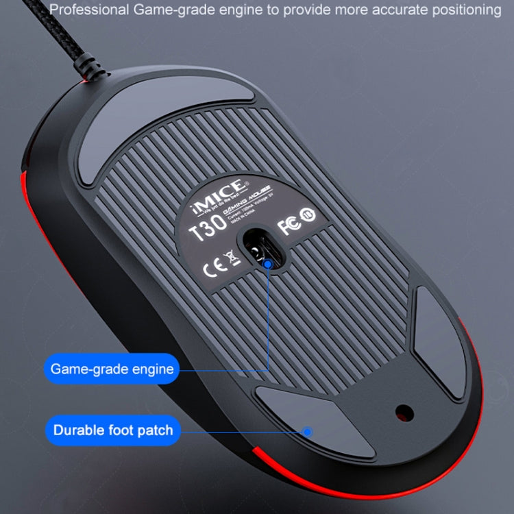 IMICE T30 Wired E-Sports Gaming Mouse LED Luminous Colorful Programmable 6D Mouse(Black)