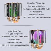 EVESKY 600 Desktop Computer 4 Copper Tube Mute CPU Cooling Fan, Color: Single Fan Without Light