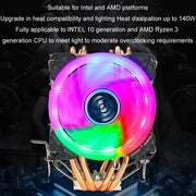 EVESKY 600 Desktop Computer 4 Copper Tube Mute CPU Cooling Fan, Color: Color Single Fan
