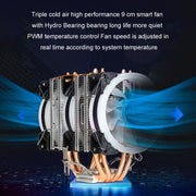 EVESKY 600 Desktop Computer 4 Copper Tube Mute CPU Cooling Fan, Color: Single Fan Without Light