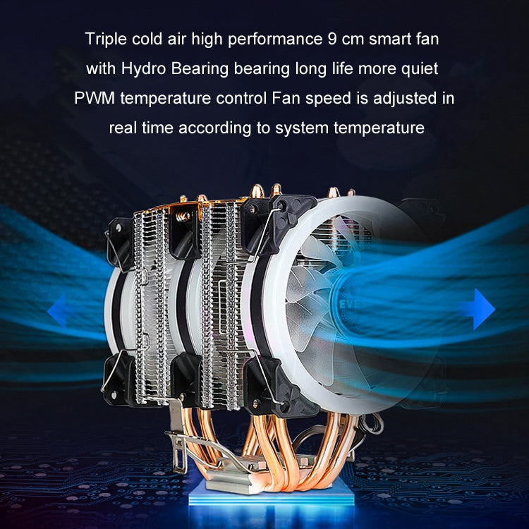 EVESKY 600 Desktop Computer 4 Copper Tube Mute CPU Cooling Fan, Color: Single Fan Without Light