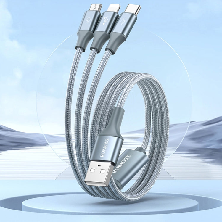 ROMOSS CB25 3 In 1 3.5A  8 Pin + Micro USB + Type C/USB-C Cable 1m(Rose Gold)